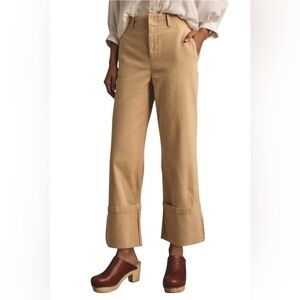 Pilcro Anthropologie Womens 28 Relaxed Cuffed Pants Khaki Wide Leg High Rise Tan